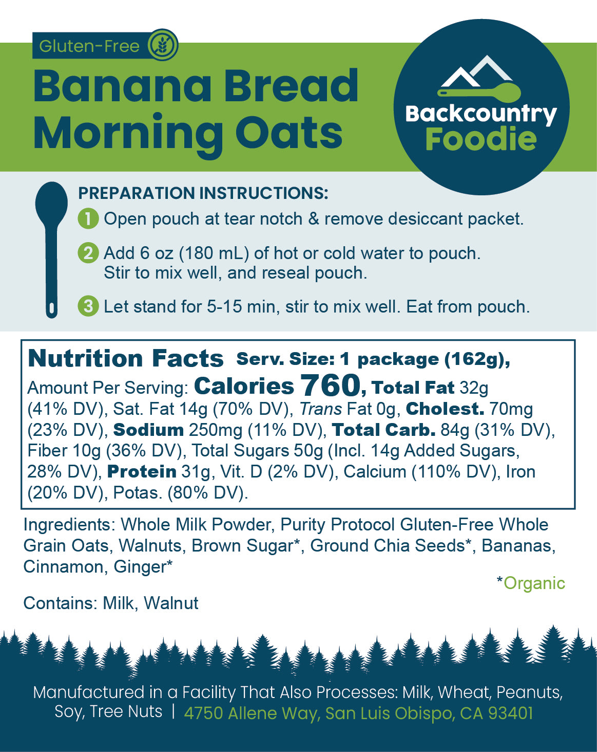 Backcountry Foodie - Banana Bread Morning Oats, Gluten-Free