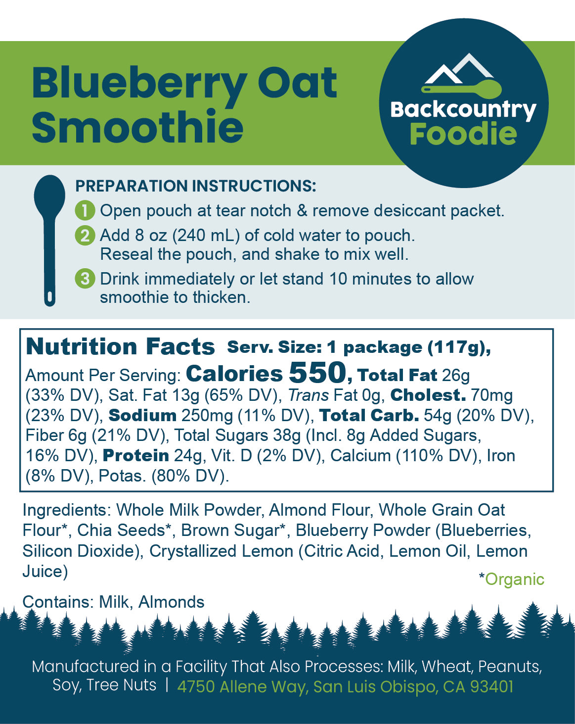 Backcountry Foodie - Blueberry Oat Smoothie