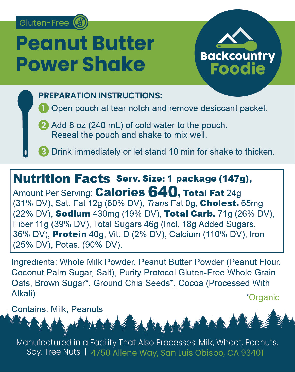 Backcountry Foodie - Peanut Butter Power Shake, Gluten-Free