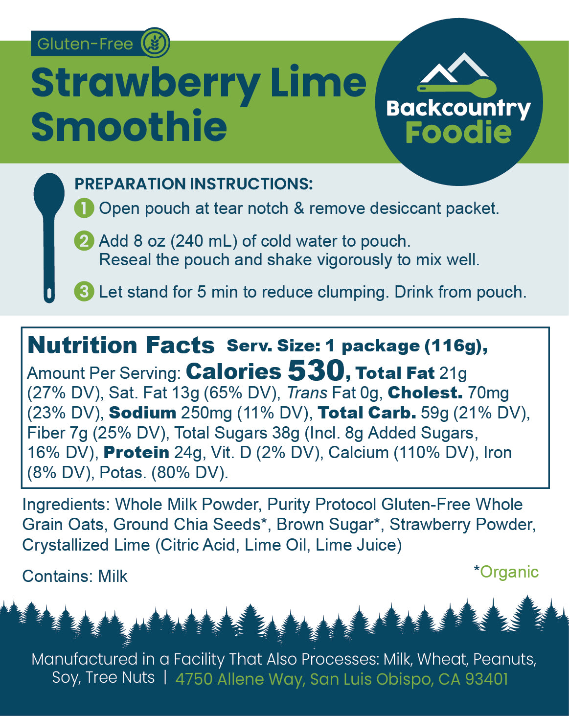 Backcountry Foodie - Strawberry Lime Smoothie, Gluten-Free