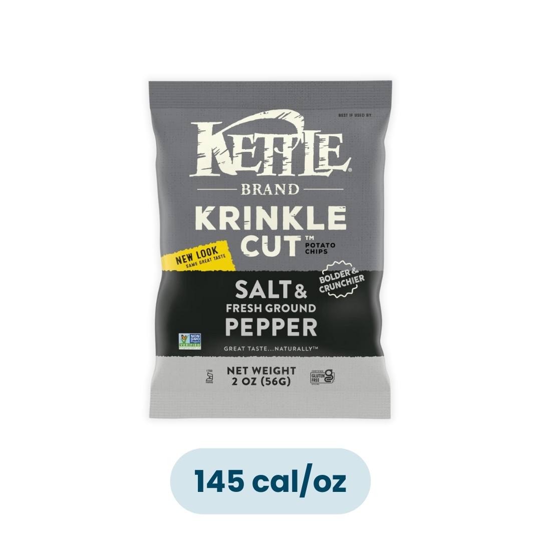 Kettle Brand - Krinkle Cut Salt & Fresh Ground Pepper Potato Chips 2 oz Snack Bag