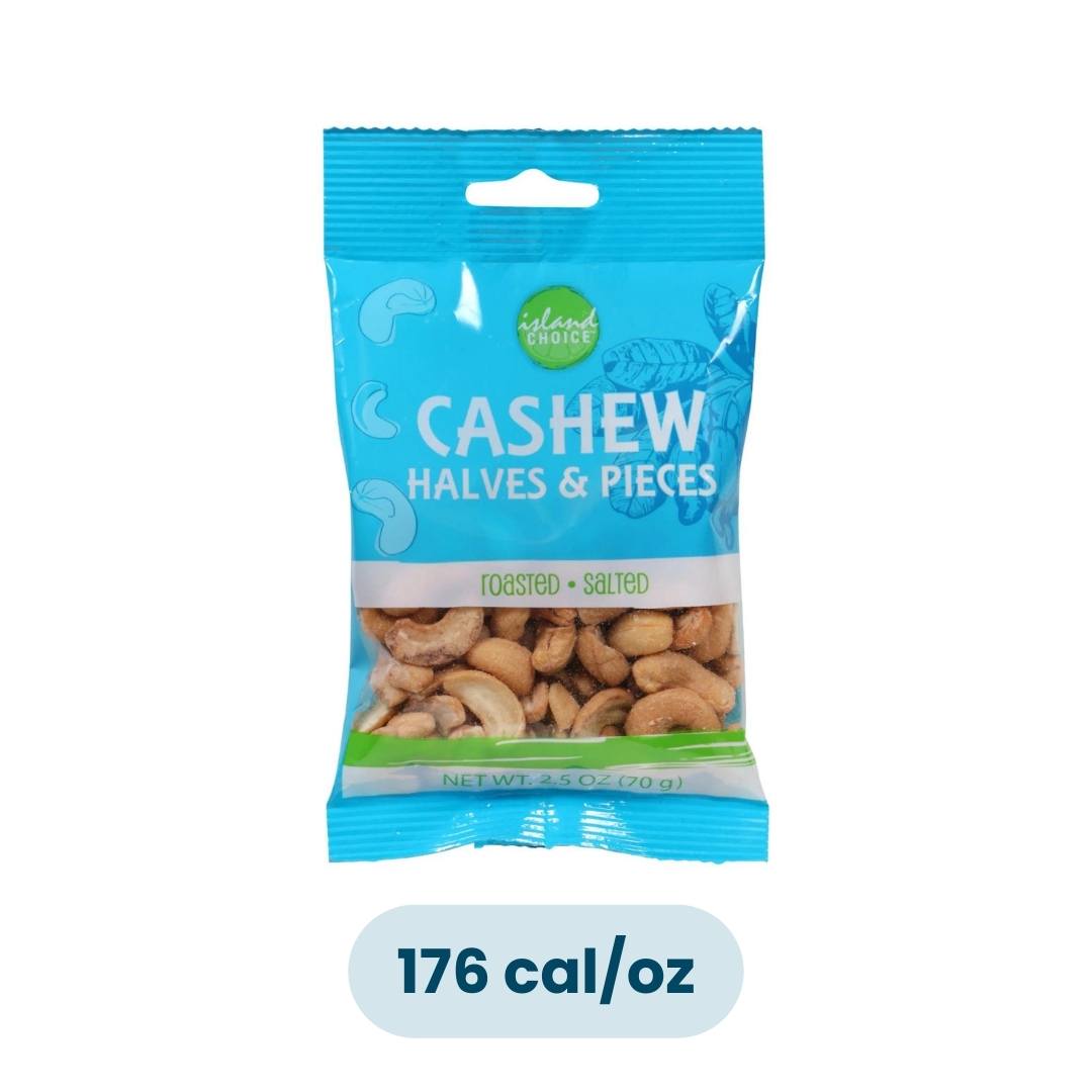 Island Choice - Cashew Halves & Pieces, Roasted & Salted 2.5 oz Bag