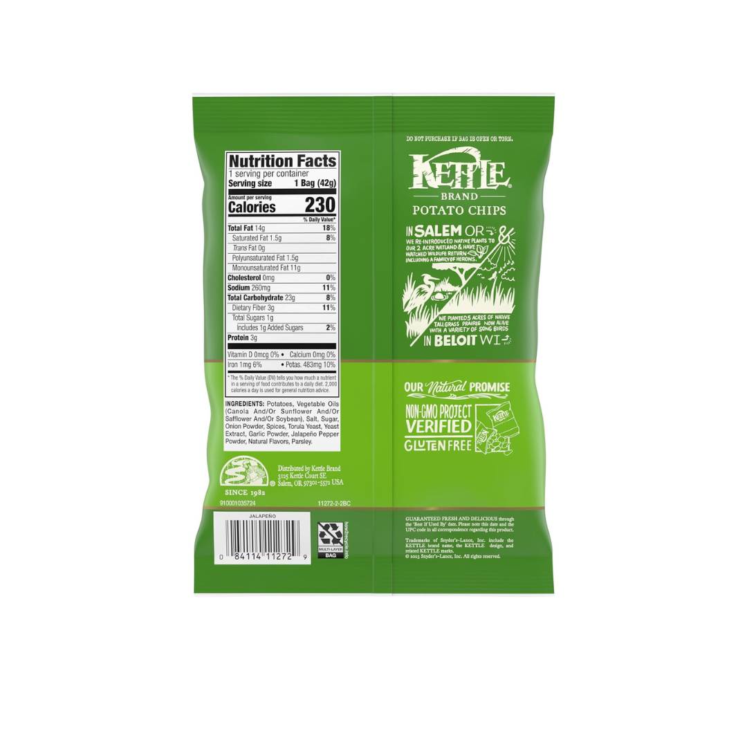 Kettle Brand - Jalapeno Potato Chips 1.5 oz Snack Bag